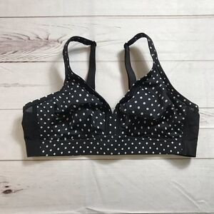 Polka Dot Supportive Wireless Bra - Black